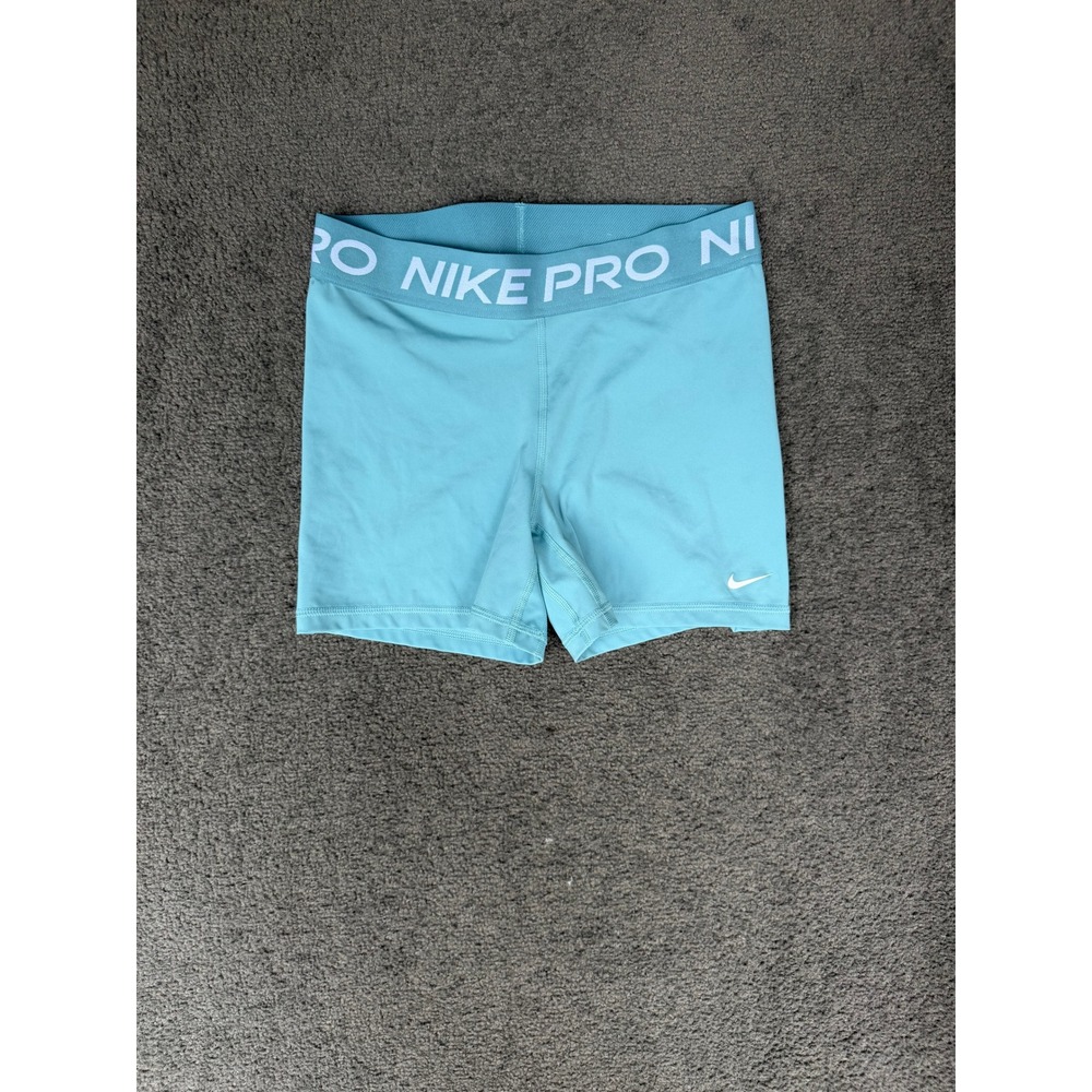 Nike Pro Dri-FIT Women Aqua Blue Compression Volleyball Shorts Size L 3 Inch